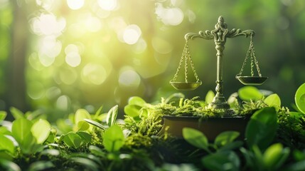 Law and justice in relation to environmental and ecological protection, symbolizing the financial aspects and investments in green legal practices.