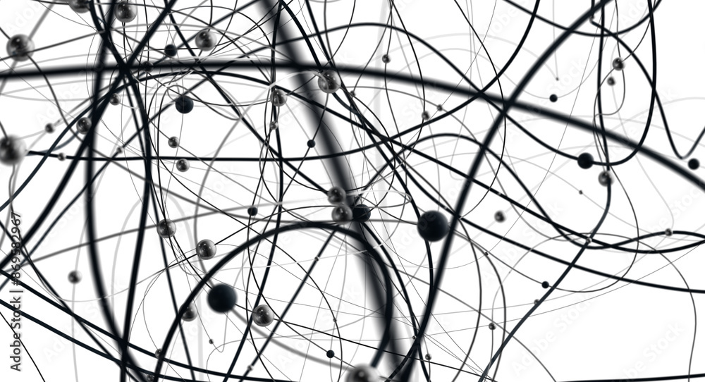 Poster Abstract digital background of points and lines. Glowing plexus. Big data. Network or connection.