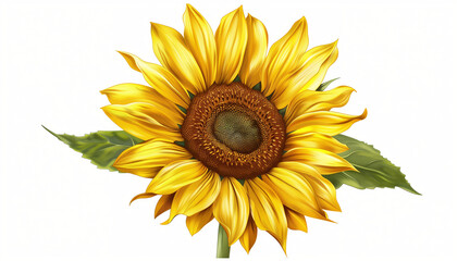Obraz premium Realistic bright sunflower on white background.