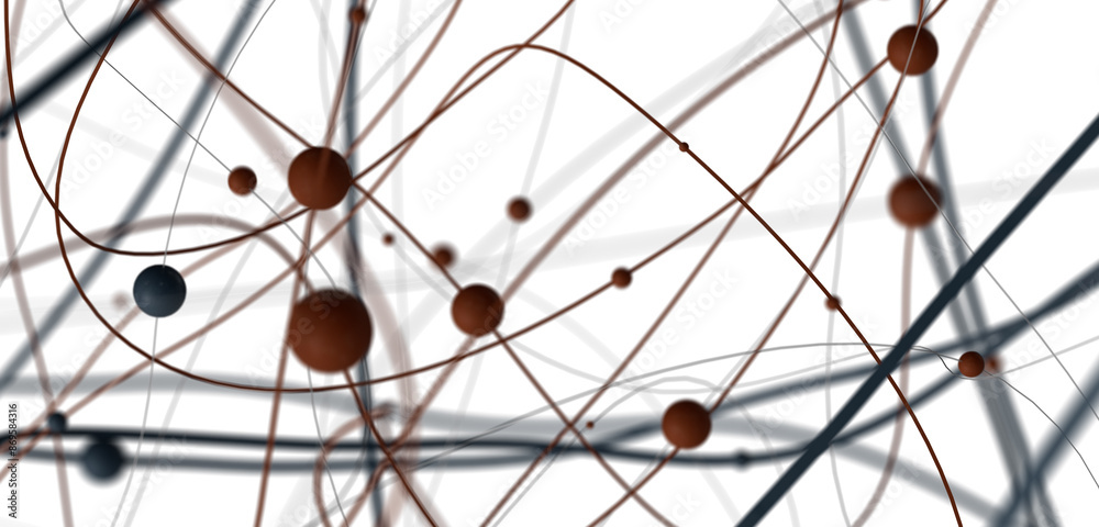 Poster gene lines and nodes, biological gene structure, 3d rendering.