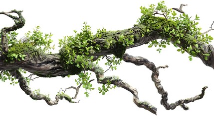 Twisted Branch with Lush Foliage