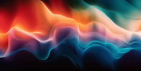 Obraz premium Psychedelic vibrant gradient wave background for music cover design on black