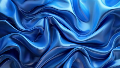 Obraz premium Elegant Blue Fabric Waves, Abstract and Textured, Luxurious and Serene Pattern, Soft Lighting, Background
