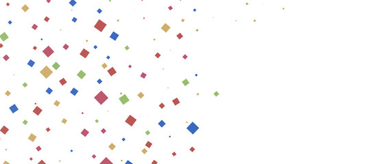  Colorful assorted confetti with serpentine on white