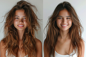 AI generated illustration of two women comparing side by side images of their faces