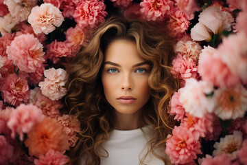 Naklejka premium Conceptual Generative AI photo collage of people surrounded by spring vibe sunny day weather nature