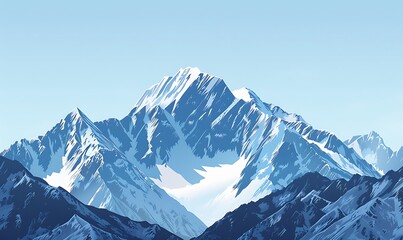 Obraz premium Snow-Capped Majestic Mountain Peaks, Cut Out with Clear Sky