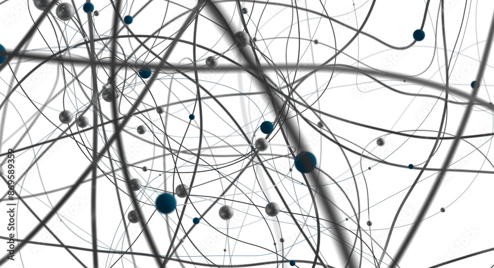 Poster The structure of the network connection of points and lines. Data technology.