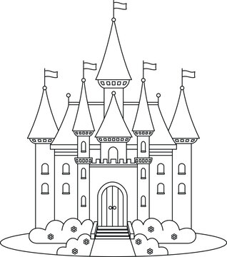 recommend clip art: Cute castle outline coloring page for kids