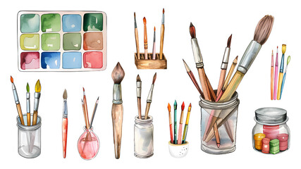 watercolor set, school, clipart, png, globe, books, notebooks, back to school