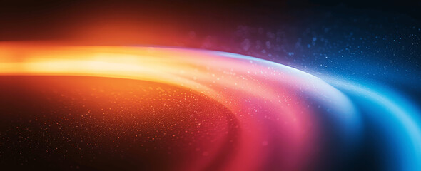 Blurred Colorful Light Arc on Black with Grainy Texture and Red Blue Gradient Vintage Flow