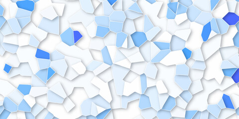 Abstract white and blue broken stained-glass background with white line. geometric seamless pattern with 3d shapes triangle background. colorful low poly crystal mosaic and tiles background pattern.