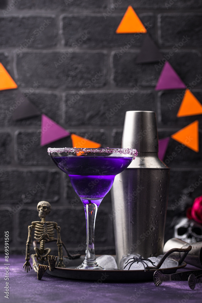 Sticker Halloween purple lavender Margarita cocktail