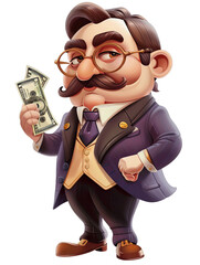 Obraz premium Cartoon of american billionaire