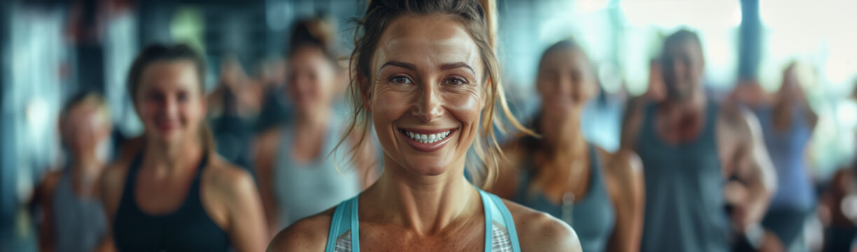 Gruppe unterschiedlicher Personen im Fitnessstudio