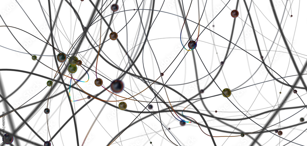 Poster The structure of the network connection of points and lines. Data technology.