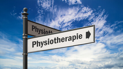 Fototapeta premium Signposts the direct way to Physiotherapy