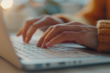 A close-up of a person hands typing on a keyboard showcasing the power and creativity of digital expression.