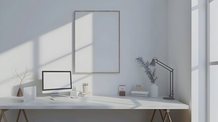 Minimalist and Functional Teen Workspace with Clean 3D Rendered Design