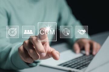 CRM customer relationship management business internet technology concept , Social media , digital...