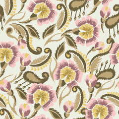 Ikat flower paisley embroidery, abstract floral motifs, embroidery floral motifs. designs for texture, fabric, clothing, wrapping, decoration, etc. © B_1_3