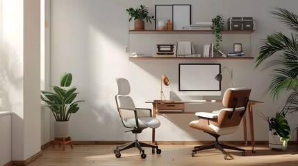 Fototapeta premium Minimalist and Productive Teen Workspace with Laptop and Accessories