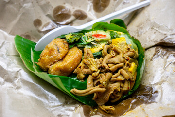Nasi bungkus. Nasi bungkus is one of indonesian traditional food with various side dishes