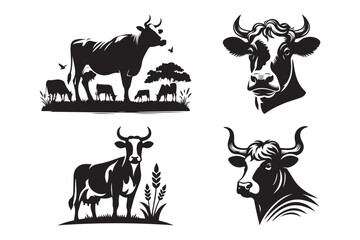 Cow silhouette vector illustration