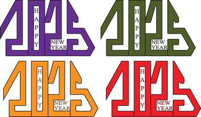 Vector happy new year 2025 design element vector icon with creative concept