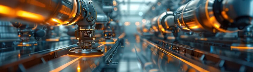 Fototapeta premium Hightech factory, Industry 40 concept, , automated processes, innovative technology, modern aesthetics
