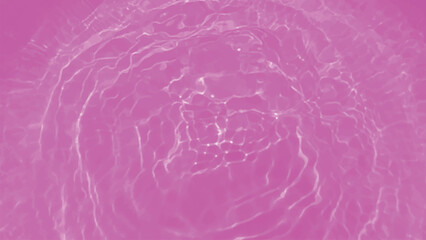 Pink water bubbles on the surface ripples. Defocus blurred transparent pink colored clear calm water surface texture with splash and bubbles. Water waves with shining pattern texture background