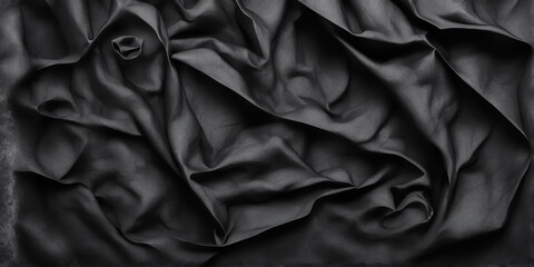 Obraz premium Black paper poster texture background, Weathered black paper texture, black Friday banner. Crumpled black paper with wrinkles and rubbed corners 
