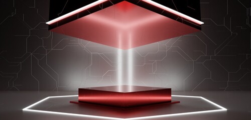 technology stage Square base, sci-fi stand, display, showroom, 3D illustration