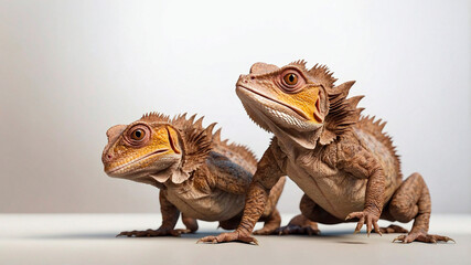 Obraz premium Reptile on Solid Color Background. Minimal Abstract Digital Art