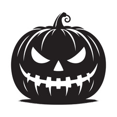 Halloween scary face pumpkin silhouette vector illustration isolated on white background