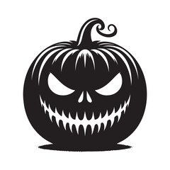 Halloween scary face pumpkin silhouette vector illustration isolated on white background