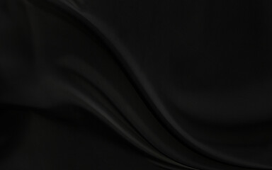 Black gray satin dark fabric texture luxurious shiny that is abstract silk cloth background with patterns soft waves blur beautiful.