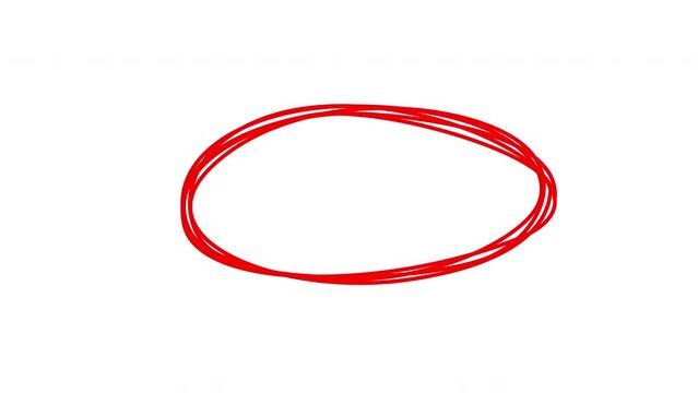 Oval frame hand drawing, round selection, circle self drawing animation. Irregular circle drawing. Red color line.
