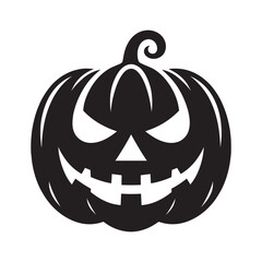 Halloween scary face pumpkin silhouette vector illustration isolated on white background