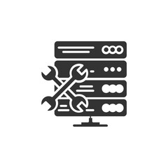Set of Silhouette web hosting Icons. Vector Illustration isolated on white background.