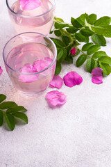 Pink rose water, summer healthy drink