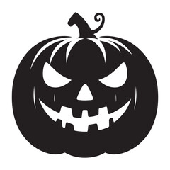 Halloween scary face pumpkin silhouette vector illustration isolated on white background