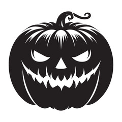 Halloween scary face pumpkin silhouette vector illustration isolated on white background