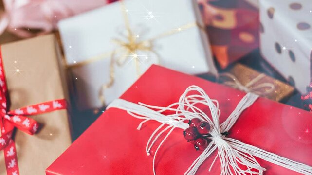 Fr&ouml;hlicher Weihnachtsgru&szlig; mit Glitzer und Bokeh