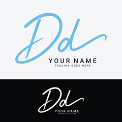 D, DD Initial letter logo. Alphabet DD Handwritten Signature logo