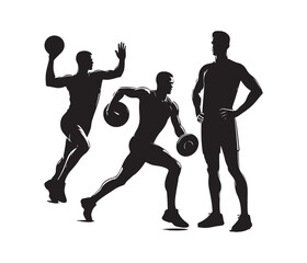 single sports player vector art graphic resources silhouette vector style, white background