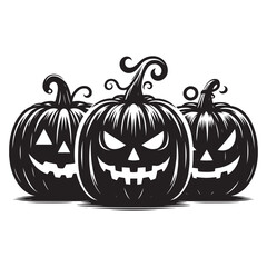 Halloween scary face pumpkin silhouette vector illustration isolated on white background