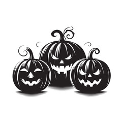 Halloween scary face pumpkin silhouette vector illustration isolated on white background