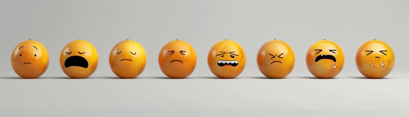 Business graphs with faces showing corresponding emotions