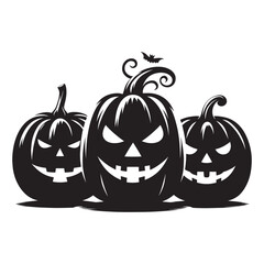 Halloween scary face pumpkin silhouette vector illustration isolated on white background